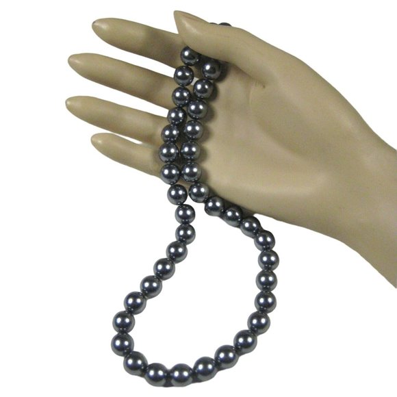 DS STARR Necklace Earrings Bracelet Women Set 3 Black Faux Pearl Bead String VTG - Picture 3 of 11